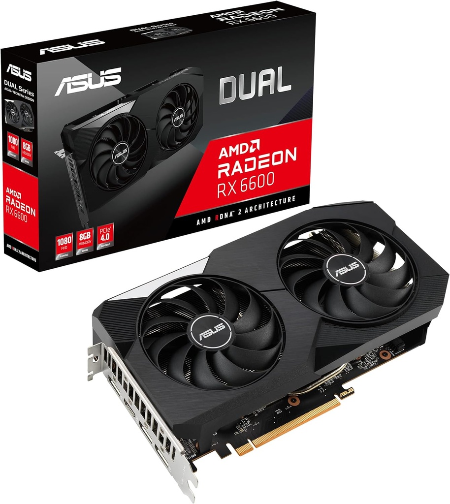 [DUAL-RX6600-8G] Asus Dual Radeon RX 6600 8GB GDDR6 128 Bit Graphics Card