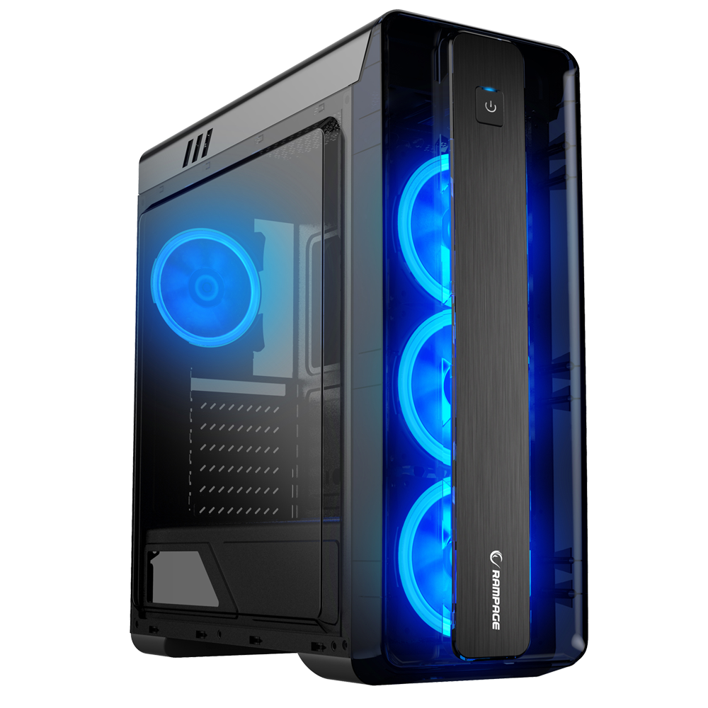 Rampage Prestige Mid Tower Rainbow Fan Black Gaming Case