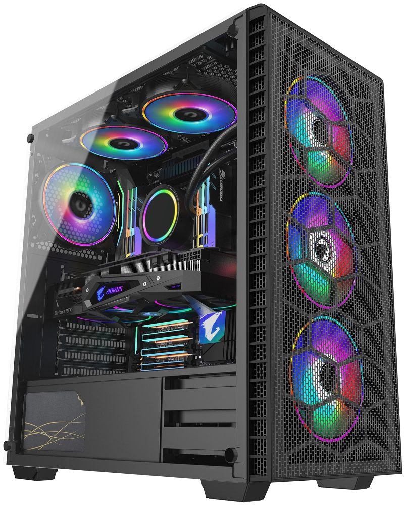 [GP-Horizon-650W] Gamepower Horizon Mesh RGB Fan 650W ATX Black Gaming Case