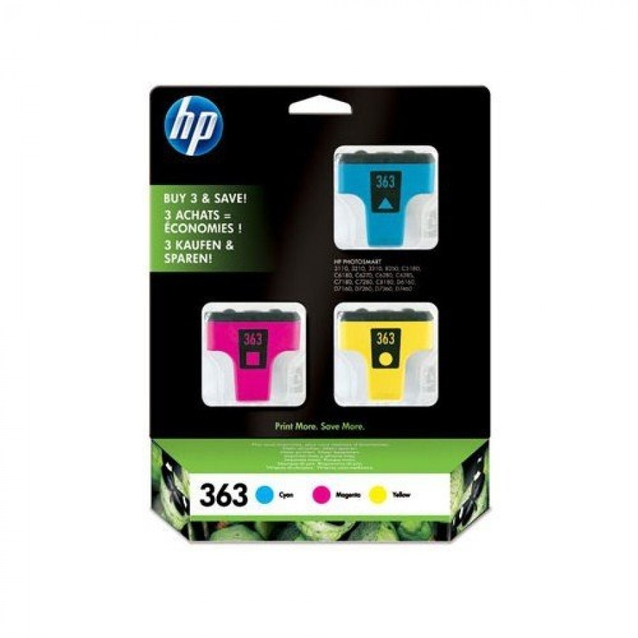 HP CB333EE 363 3-Pack Original Ink Cartridge, Color