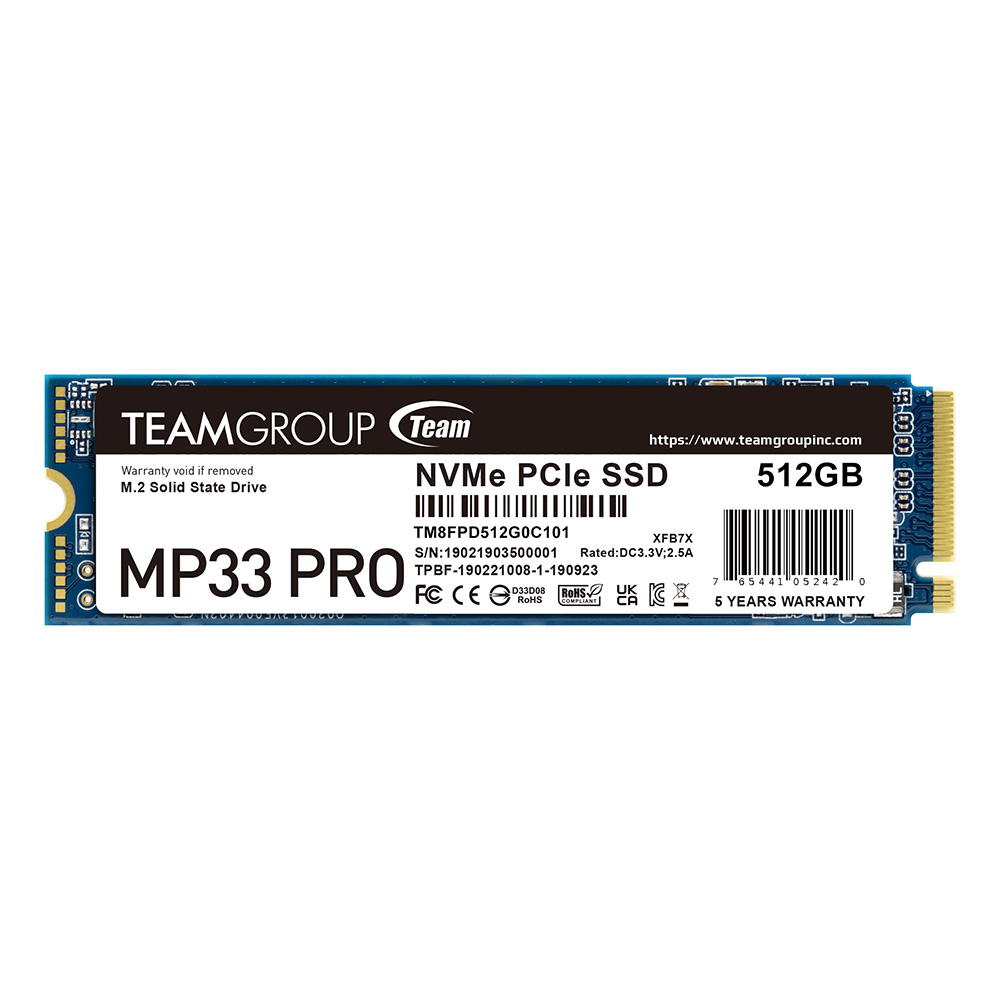 [TM8FPD512G0C101] Team MP33 Pro Serisi 512GB 3500/3000MB/s NVMe PCIe Gen3x4 M.2 SSD Disk