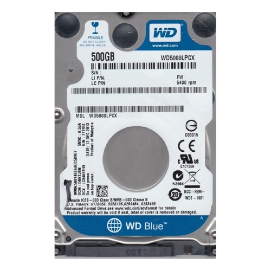 [WD5000LPCX] Wd Blue 2,5 500GB 32MB 5400RPM Notebook Harddisk
