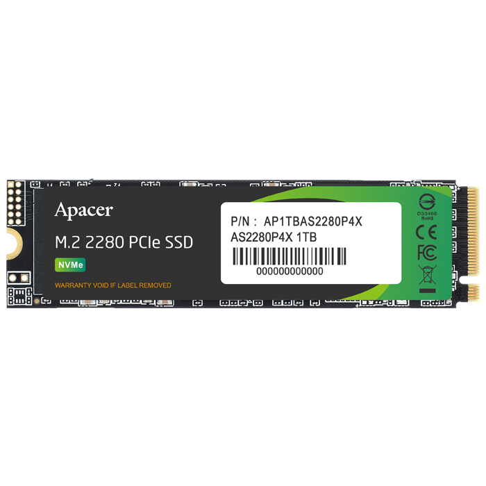 [AP1TBAS2280P4X-1] Apacer AS2280P4X 1TB NVMe PCIe M.2 SSD Disk
