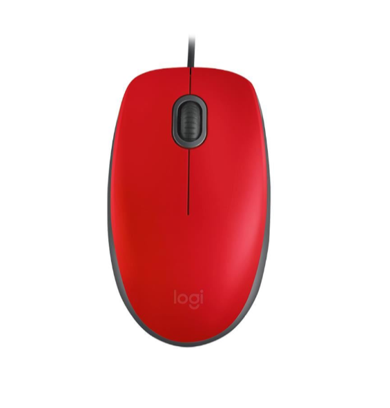 Logitech M110 Red Wired Optical Mouse