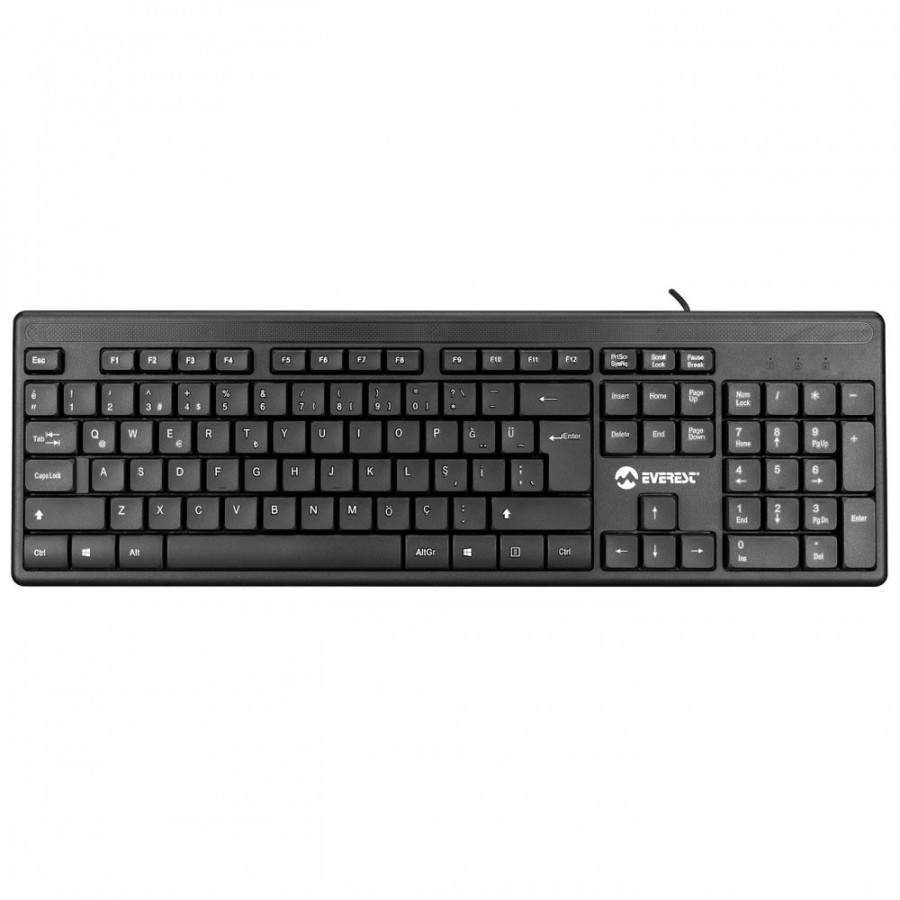 Everest KB-1002 Black USB Black Wired Keyboard