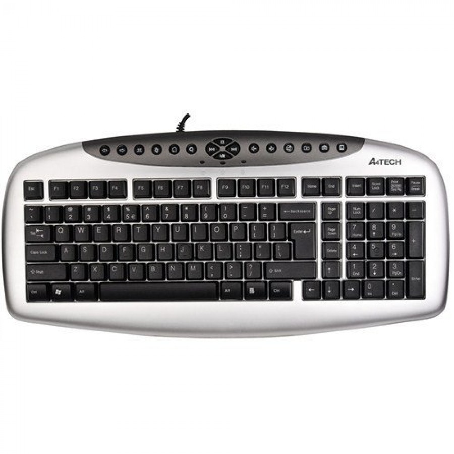 A4 Tech KB-21 Q Türkçe USB Gümüş Siyah Multimedya Klavye