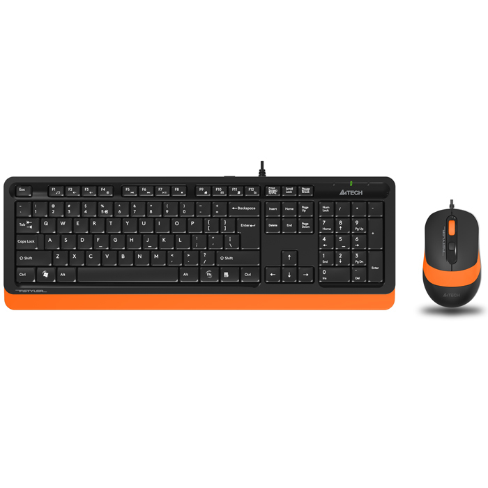 A4 Tech F1010 Wired Orange Keyboard Mouse Set