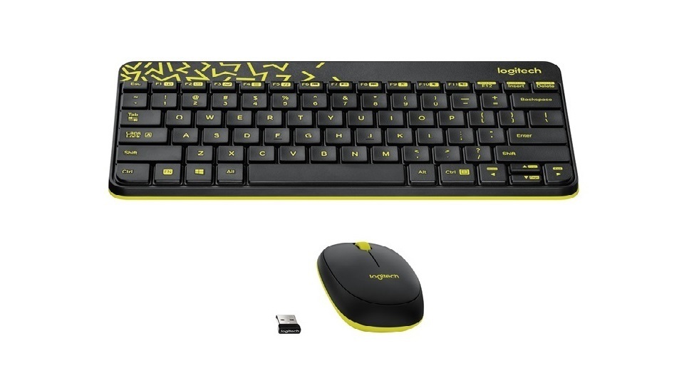 Logitech MK240 Wireless Black Yellow Keyboard Mouse Set