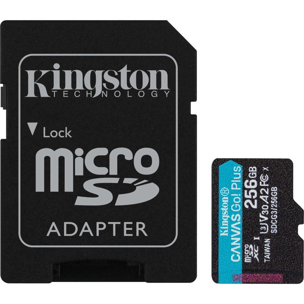 Kingston Canvas Go Plus Class10 UHS-I U3 A2 V30 256 GB Micro SD Kart