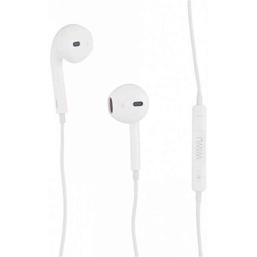 Wiwu Earbuds 101 3.5 mm In-Ear Wired Headphones with Microphone, White
