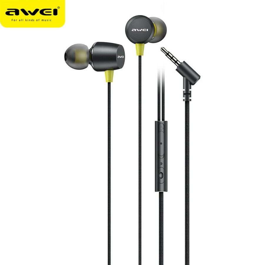 Awei L5 3.5mm Wired Headphone with Microphone, Black