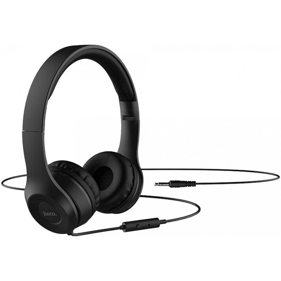 Hoco W21 Wired On-Ear Headphones, Black