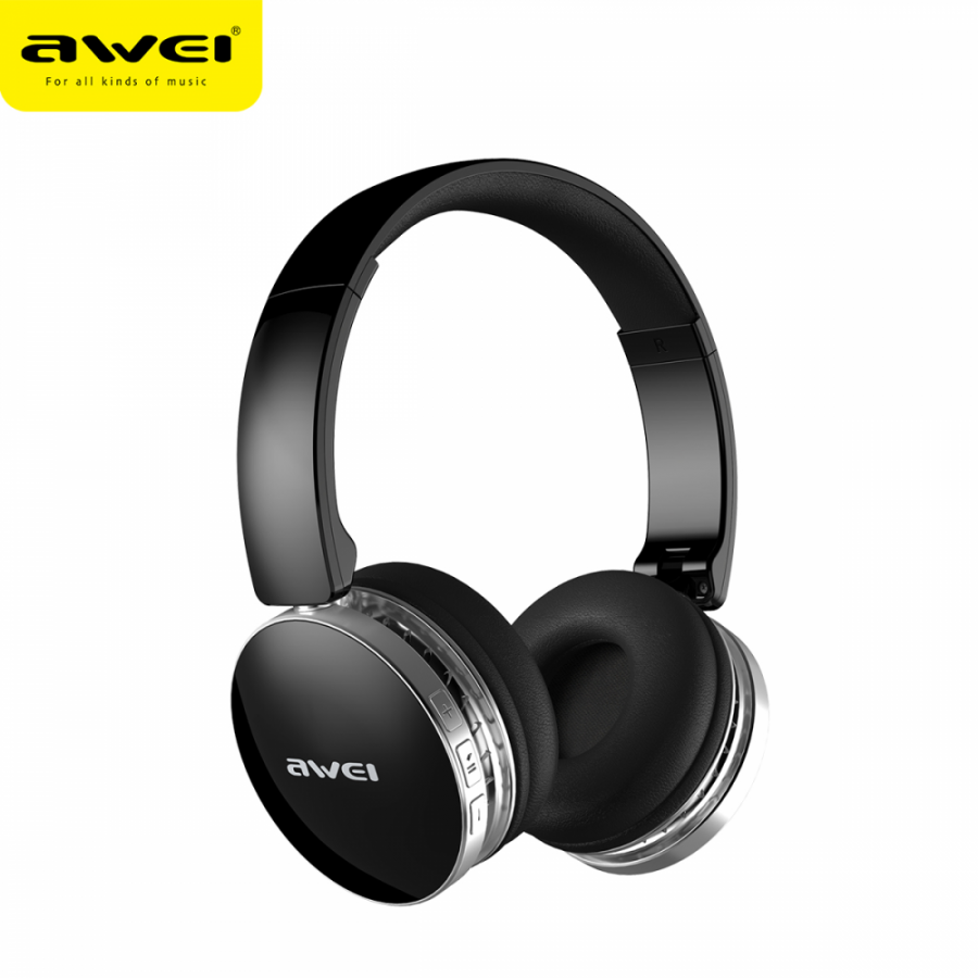 Awei A500BL Foldable Wireless Noise Canceling On-Ear Headphones, Black