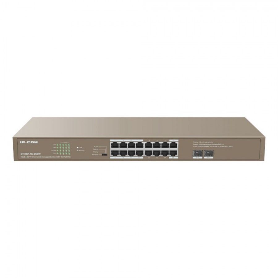 IP-Com G1118P-16-250W 16GE Poe Port 250W 2XSFP Switch