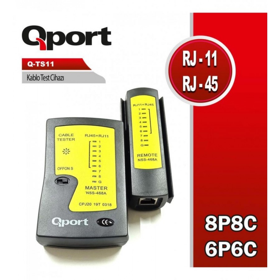Qport Q-TS11 RJ11-RJ45 Kablo Test Cihazı