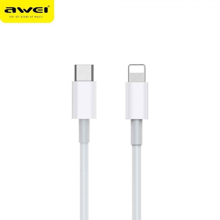 Awei CL-68 Type-C to Lightning 1M Charging Cable, White