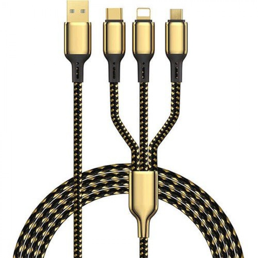 Wiwu GD-104 Golden Series 3 in 1 Charging Cable, Gold