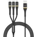 Wiwu ED-104 3 in1 1.2m USB Şarj Kablosu, Siyah