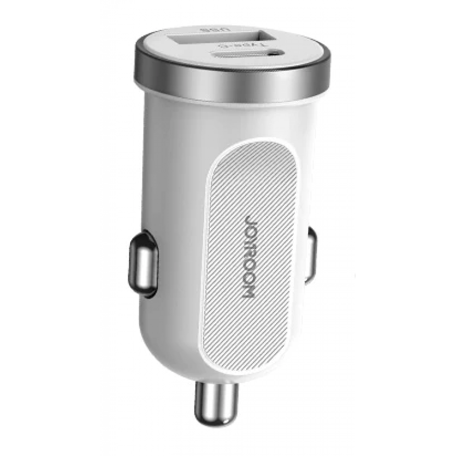Joyroom C-A08 30W Mini PD+QC3.0 Dual Port Smart Car Charger, White