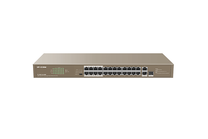 IP-Com 24 Port 10/100+ 2xRJ45/1x1GB SFP Combo 250W Poe Racmount Switch