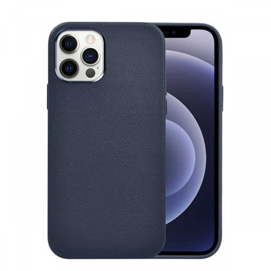 Wiwu Calfskin iPhone 13 Pro Max Deri Kılıf, Mavi