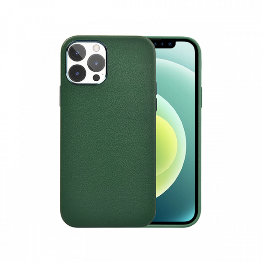 Wiwu Calfskin iPhone 13 Pro Max Leather Case, Green