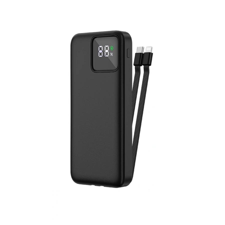 Wiwu JC-18 LED Göstergeli 10.000 mAh PD 18 W Hızlı Şarj Powerbank, Siyah