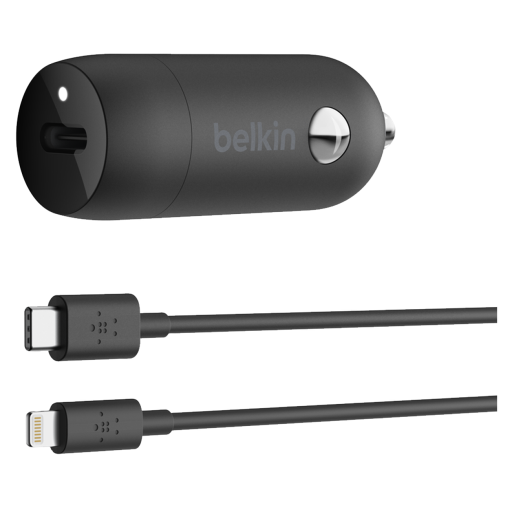 Belkin Boost Charge USB C 20W Car Charger and USB C to Apple Lightning Charging Cable