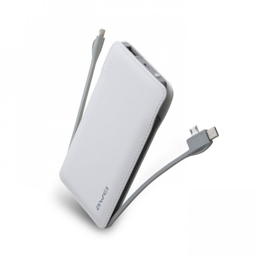 Awei P51K 10.000 mAh Power Bank, White