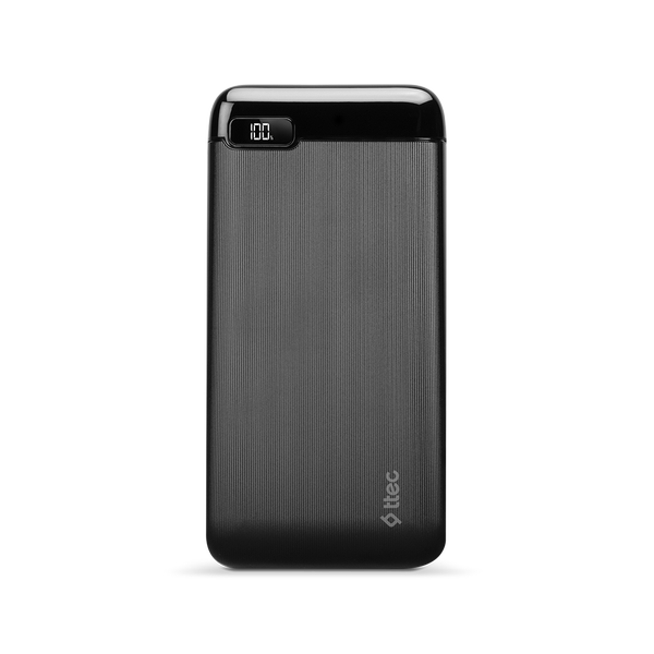 Ttec PowerSlim LCD 10.000 mAh Powerbank, Black