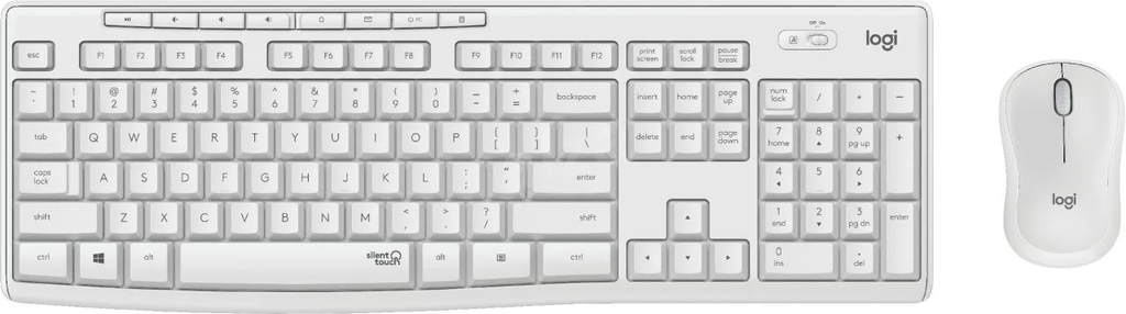 Logitech MK295 920-010089 Silent White Wireless Keyboard Mouse Set, White