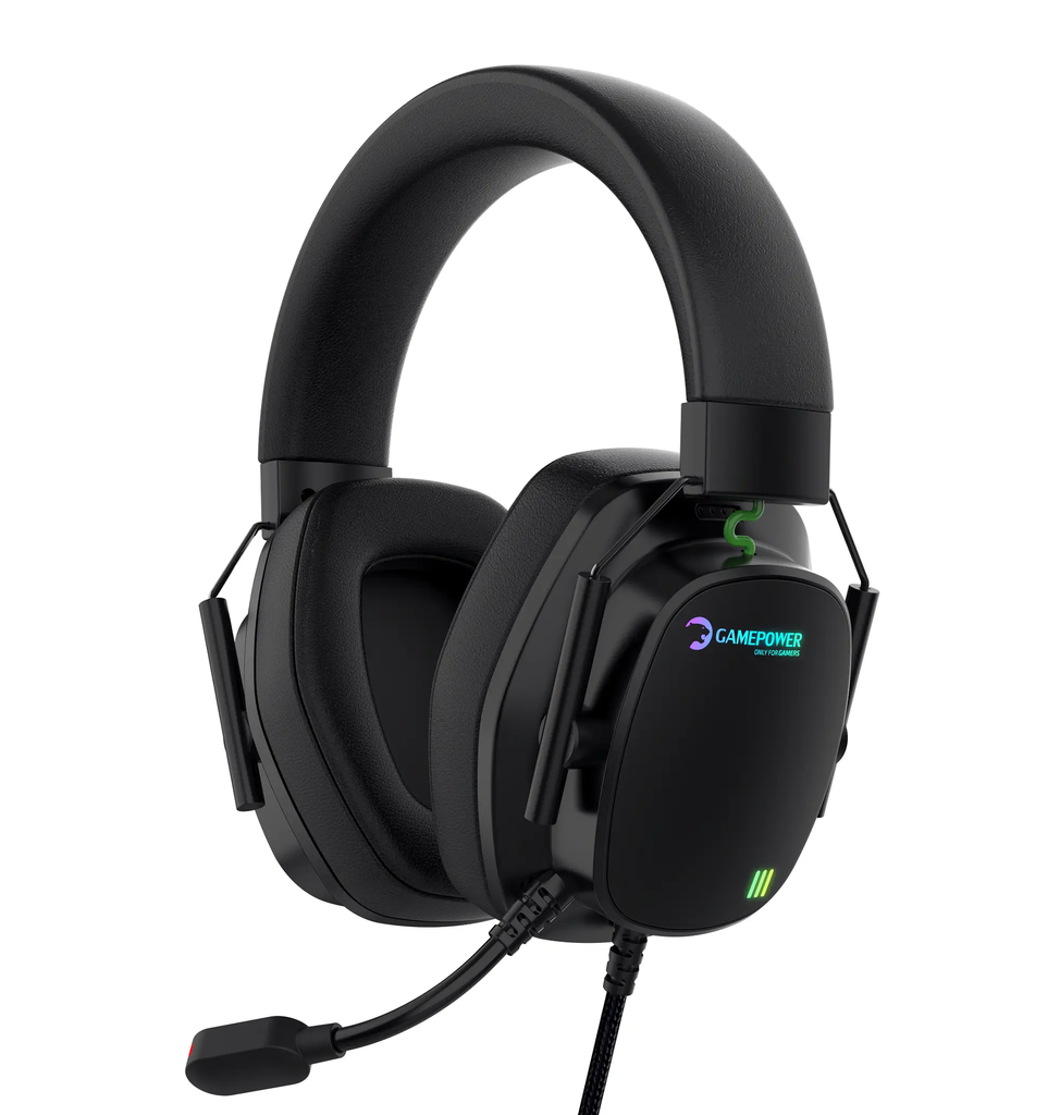Gamepower Kai Titanium 7.1 Surround Hi-Fi RGB Gaming Headset (2x Cooling Pad Gift), Black