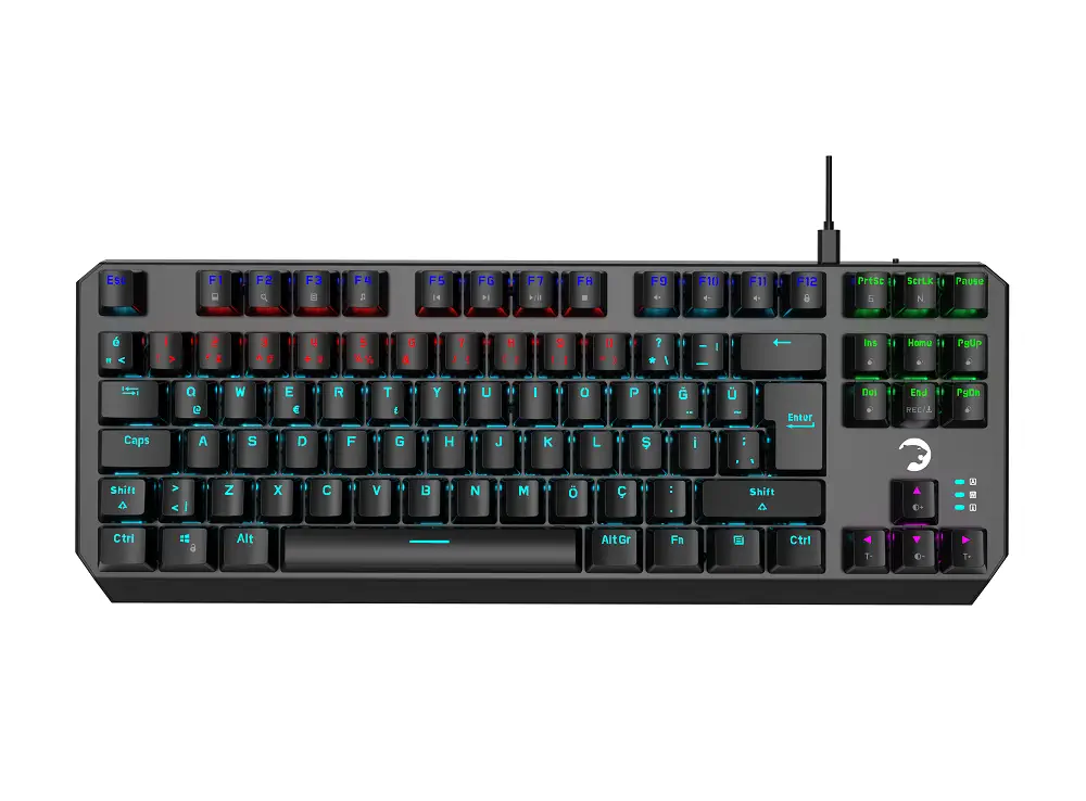 Gamepower Overlord Mechanical Red Switch Turkish Q 88 Keys USB Gaming Keyboard