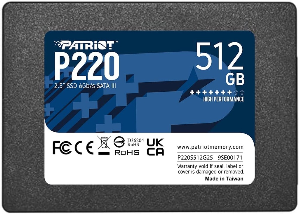 Patriot P220 Series 512GB 550/500MB/s 2.5" Sata 3 SSD Disk