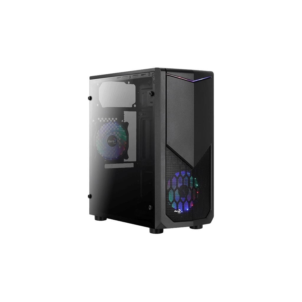 Aerocool AE TMHWK A400 400W Acrylic Panel Led Fan Midi Tower Black ATX Case