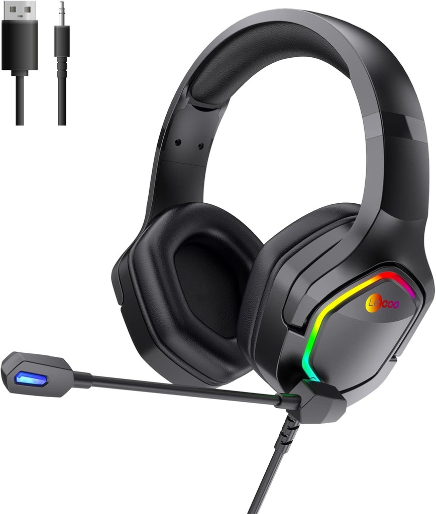 Lenovo Lecoo HT403 RGB USB+ 3.5mm Jack Black Mikrofonlu Oyuncu Kulaklığı