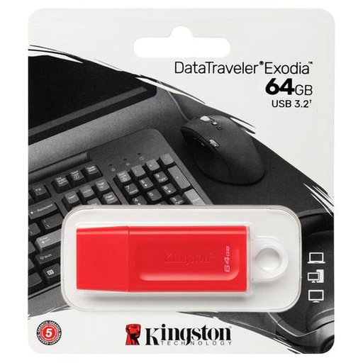 Kingston Exodia 64GB 3.0 USB Flash Memory, Red