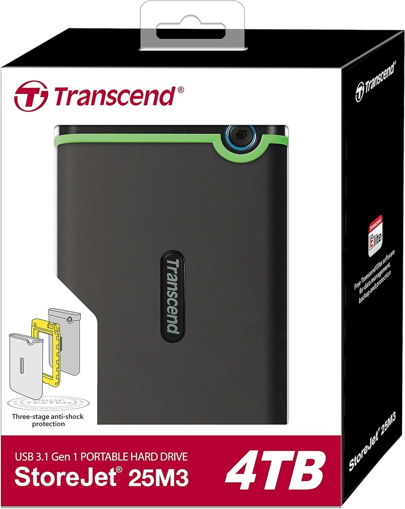 Transcend StoreJet 4 TB 25M3 2.5" USB 3.1 Portable Disk