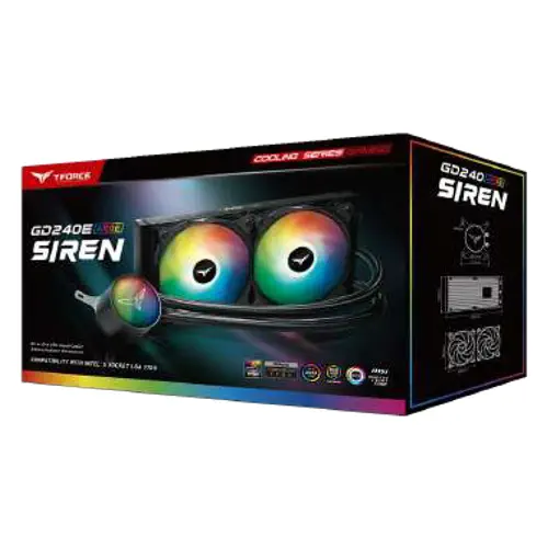 Team T-Force Siren TB120602 240mm ARGB Processor Liquid Cooler, Black