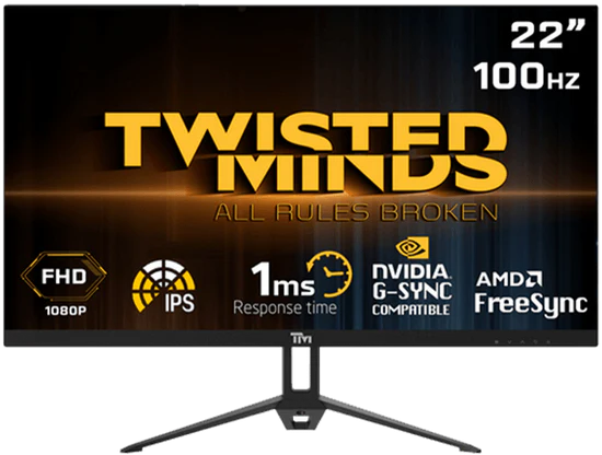 Twisted Minds TM22FHD100IPS 22, FHD, 100 HZ, IPS, 1ms Gaming Monitor