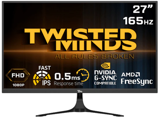 Twisted Minds TM27FHD165IPS 27 Flat, FHD 165Hz, Fast IPS, 0.5ms, HDR Gaming Monitor