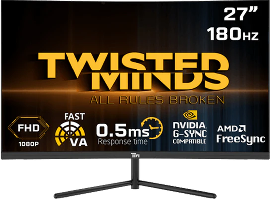Twisted Minds 27 Curved, FHD 180Hz, VA, 1ms, HDMI2.0, HDR Oyun Monitörü