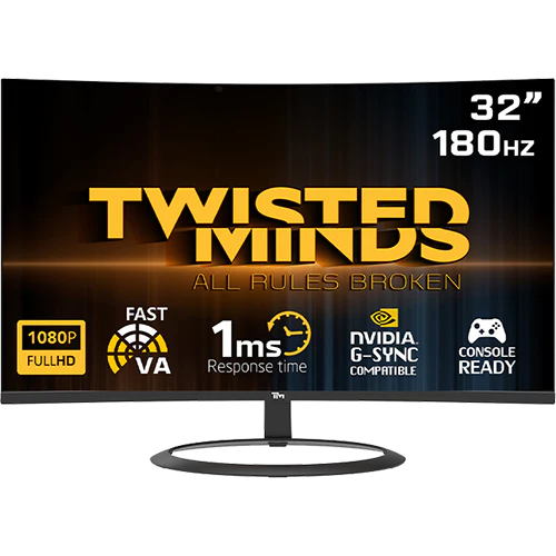 Twisted Minds Eclipse Series Curved 32" FHD 180HZ 1ms Fast VA Gaming Monitor