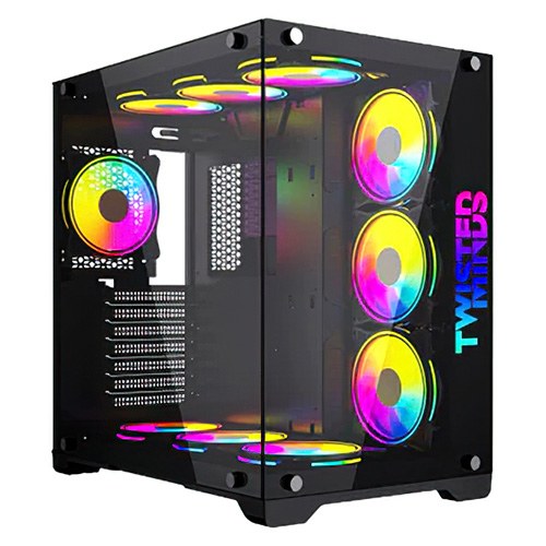 Twisted Minds TM1-B-S Bullet-07 Medium Tempered Glass Mid Tower Gaming Case, Black