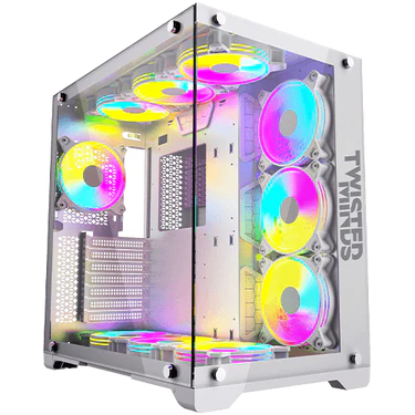 Twisted Minds TM 1-V-S Bullet-07 Medium Tempered Glass Mid Tower Gaming Case, White
