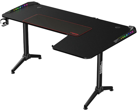 Twisted Minds TM-Y-RB-RGB Warrior L Şekilli Oyuncu Masası RGB Sağ, Siyah