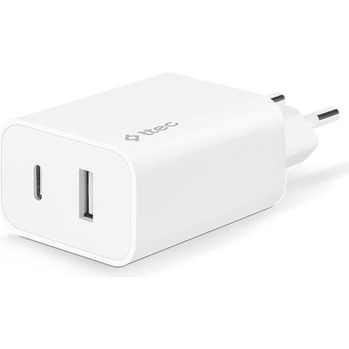 Ttec SmartCharger USB-C+USB-A 12W Charging Adapter, White