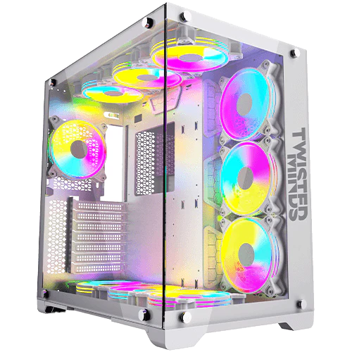 Twisted Minds TM1-W-S Bullet-07 Medium Tempered Glass Mid Tower Gaming Case, White