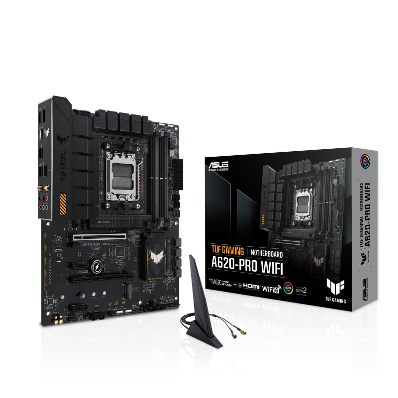 Asus Tuf Gaming A620-PRO Wi-Fi AMD A620 Soket AM5 DDR5 6400 MHz Aura RGB ATX Anakart