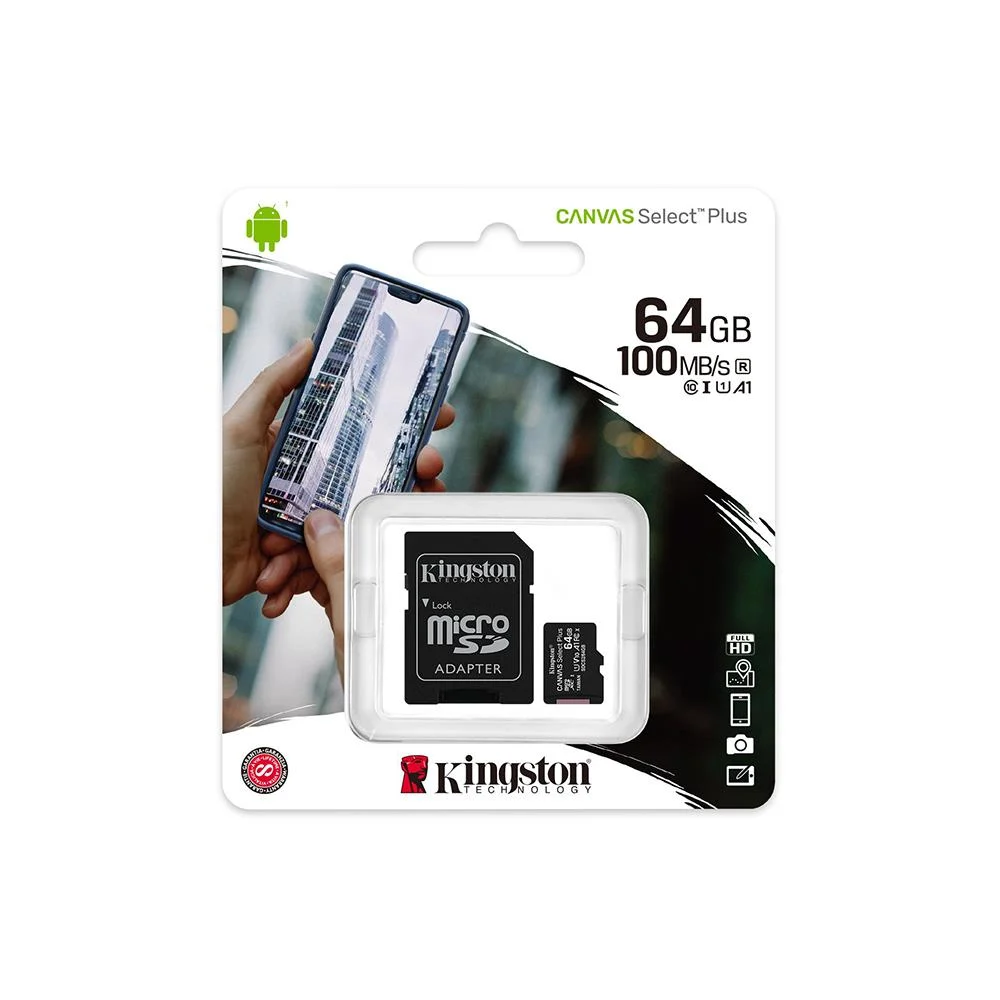 Kingston Canvas Select Plus Class 10 UHS-I U1 A1 V10 64 GB Micro SD Kart